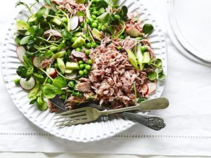 Ham hock, pea and spring onion salad